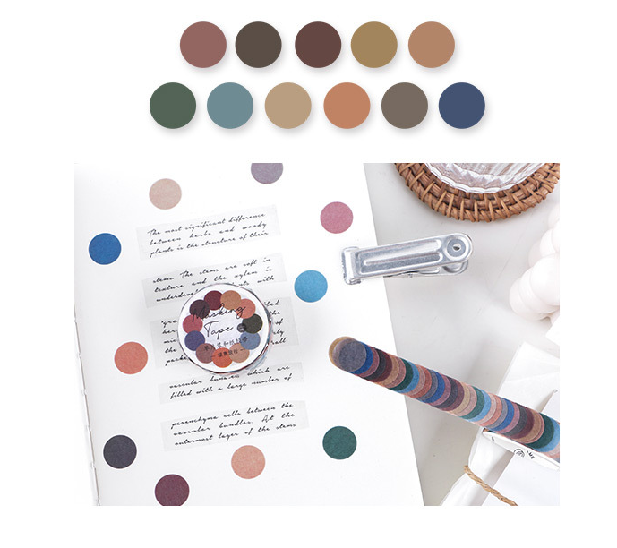 100 Pcs Dot Washi Stickers Single Roll // Colourful Round Sticker Diameter 1.4cm Bullet Journal Functional Point Washi Stickers Theme 2