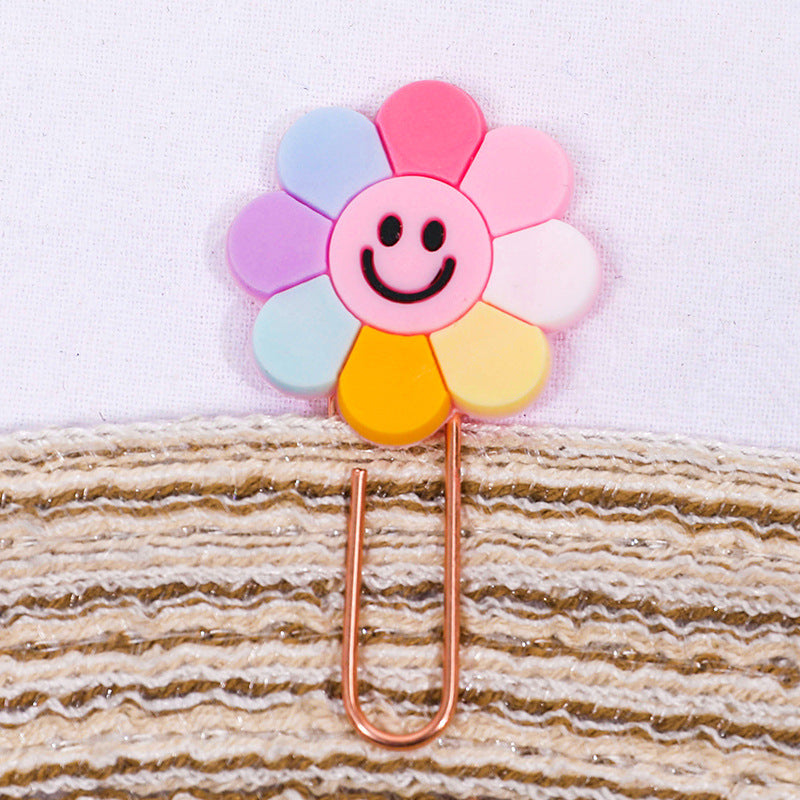 Single Paper Clip Smiling Flower & Daisy Pattern Size 2.5cm * 5.4cm-6cm // Office and School Colourful Flower Paper Clips