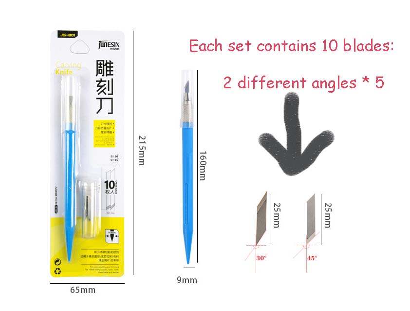 Craft Carving Knife With 10 Back-up Blades // Rubber Stamp Knife Journaling Arts Tools Precision Hobby Knife