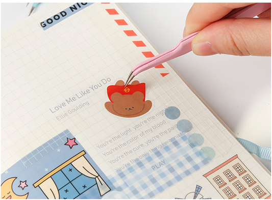 Curve Head Straight Head Tweezers Precise Standard Type // Cyan, Light Blue-green, Light Purple, Light Pink, Gold, Coral Colour Tweezers Sticker Peeling Tools