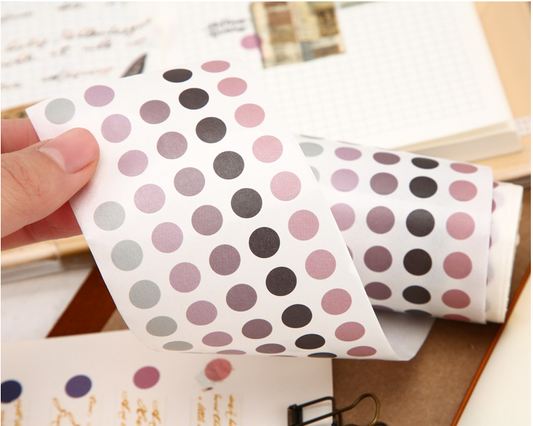 Single Roll Dots Washi Stickers 3 Meters Per Roll // Colourful Round Sticker Diameter 0.8cm Solid Colour