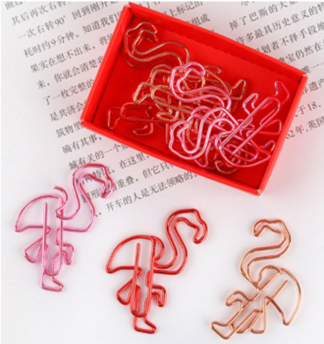 Metal Paper Clips Sakura Shape Flamingo Shape Paper Clips Pack // Pink, Red, Rose Gold Colour Office & School Supplies