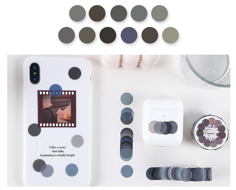 100 Pcs Dot Washi Stickers Single Roll // Colourful Round Sticker Diameter 1.4cm Bullet Journal Functional Point Washi Stickers Theme 2