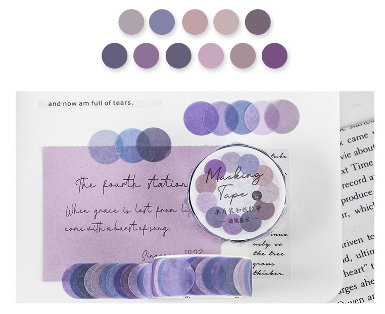 100 Pcs Dot Washi Stickers Single Roll // Colourful Round Sticker Diameter 1.4cm Bullet Journal Functional Point Washi Stickers Theme 2