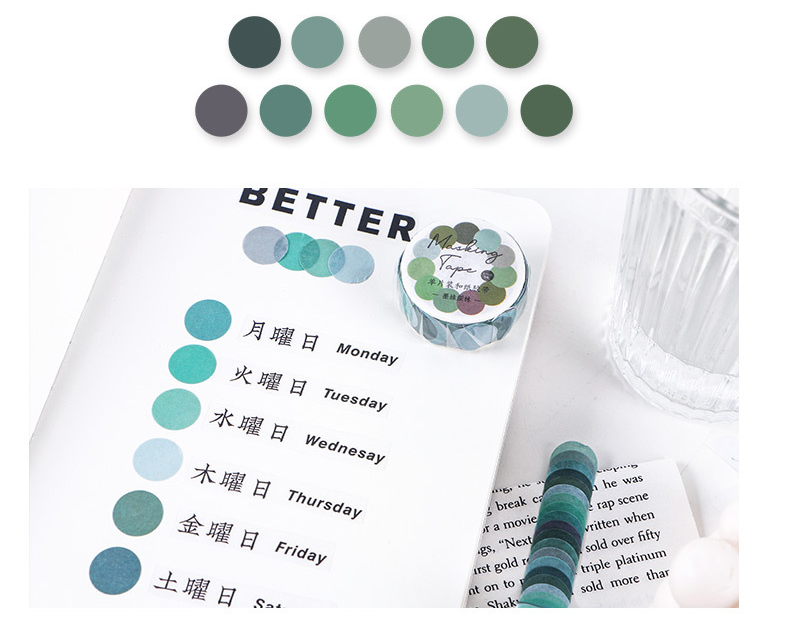 100 Pcs Dot Washi Stickers Single Roll // Colourful Round Sticker Diameter 1.4cm Bullet Journal Functional Point Washi Stickers Theme 2