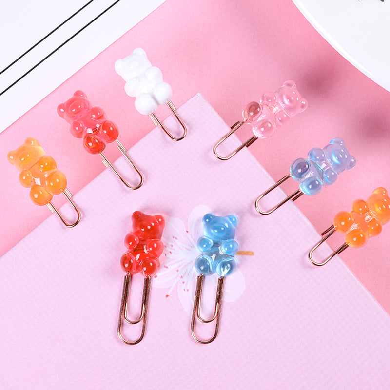 Small Plastic Bear Candy Shape Paper Clips // Yellow, Red, Blue, Orange, Purple, Pink Colour Paper Clip Pack