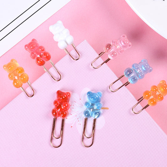 Small Plastic Bear Candy Shape Paper Clips // Yellow, Red, Blue, Orange, Purple, Pink Colour Paper Clip Pack