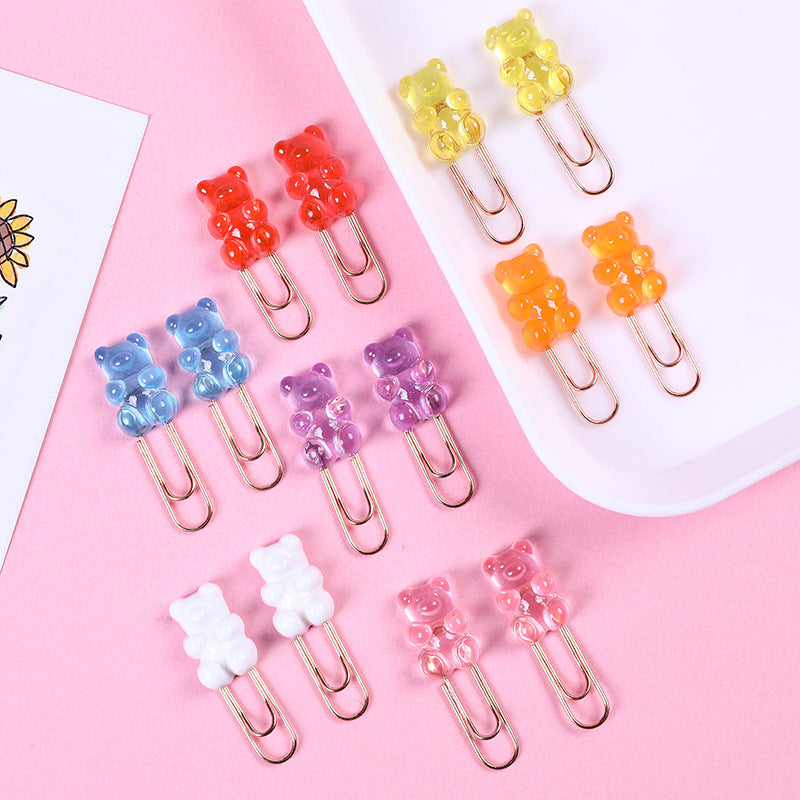 Small Plastic Bear Candy Shape Paper Clips // Yellow, Red, Blue, Orange, Purple, Pink Colour Paper Clip Pack