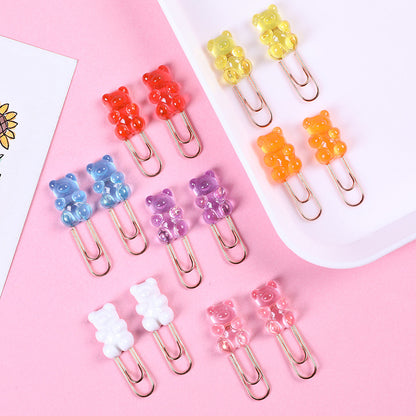 Small Plastic Bear Candy Shape Paper Clips // Yellow, Red, Blue, Orange, Purple, Pink Colour Paper Clip Pack