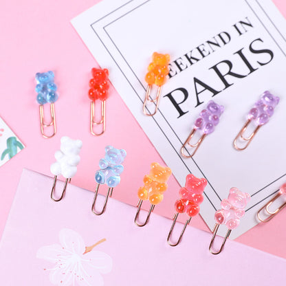 Small Plastic Bear Candy Shape Paper Clips // Yellow, Red, Blue, Orange, Purple, Pink Colour Paper Clip Pack