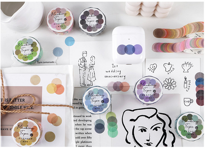 100 Pcs Dot Washi Stickers Single Roll // Colourful Round Sticker Diameter 1.4cm Bullet Journal Functional Point Washi Stickers Theme 2