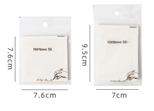 Transparent Sticky Notes 5cm*7.5cm, 7.6cm*7.6cm, 7cm*9.5cm 50 Sheets // Small Size Sticky Notes for Office & School Study Supplies