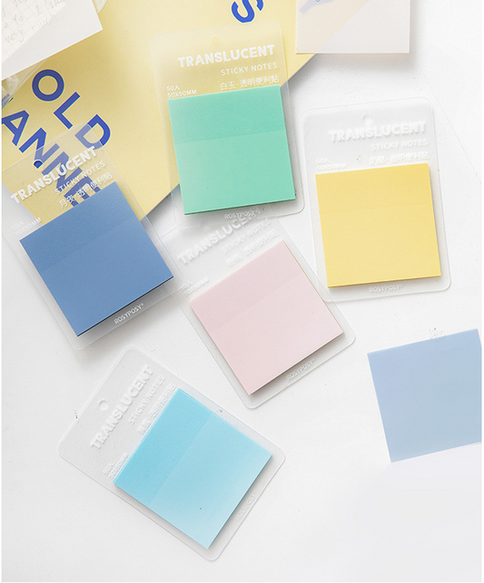 Coloured Transparent Sticky Notes 5cm*5cm 50 Sheets // Small Size Sticky Notes for Office & School Study Supplies