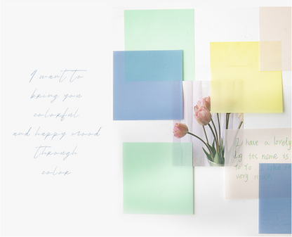 Coloured Transparent Sticky Notes 5cm*5cm 50 Sheets // Small Size Sticky Notes for Office & School Study Supplies