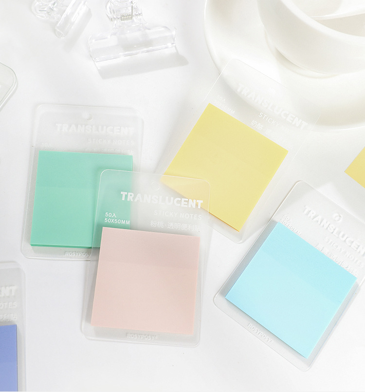 Coloured Transparent Sticky Notes 5cm*5cm 50 Sheets // Small Size Sticky Notes for Office & School Study Supplies