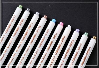 Metallic Pens Single or Set // Journal Drawing Pen Gift Box Drawing Pen // Colour Metallic Pens // Gold White Red Blue Brown Green Purple