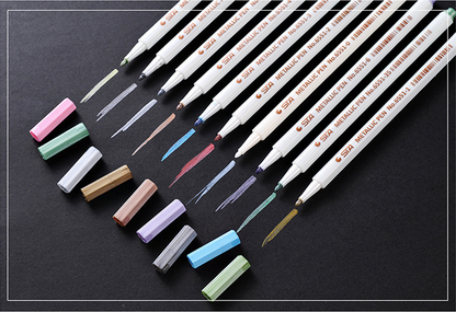 Metallic Pens Single or Set // Journal Drawing Pen Gift Box Drawing Pen // Colour Metallic Pens // Gold White Red Blue Brown Green Purple