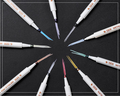 Metallic Pens Single or Set // Journal Drawing Pen Gift Box Drawing Pen // Colour Metallic Pens // Gold White Red Blue Brown Green Purple