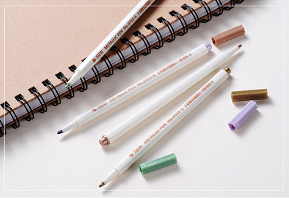 Metallic Pens Single or Set // Journal Drawing Pen Gift Box Drawing Pen // Colour Metallic Pens // Gold White Red Blue Brown Green Purple
