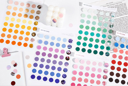 2 Sheets Round Stickers Pack // Coated Paper + Textured Paper Sticker Sheet // Bullet Journal Planner Diameter 1.5cm Round Seal Stickers