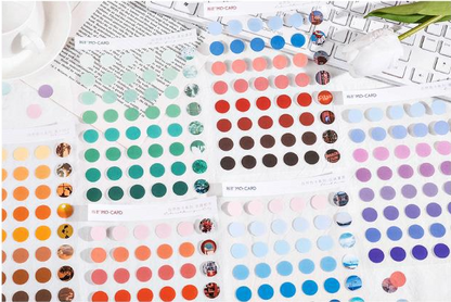 2 Sheets Round Stickers Pack // Coated Paper + Textured Paper Sticker Sheet // Bullet Journal Planner Diameter 1.5cm Round Seal Stickers
