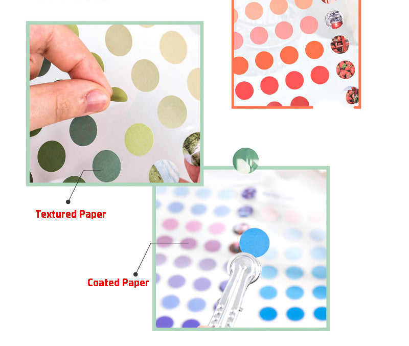 2 Sheets Round Stickers Pack // Coated Paper + Textured Paper Sticker Sheet // Bullet Journal Planner Diameter 1.5cm Round Seal Stickers