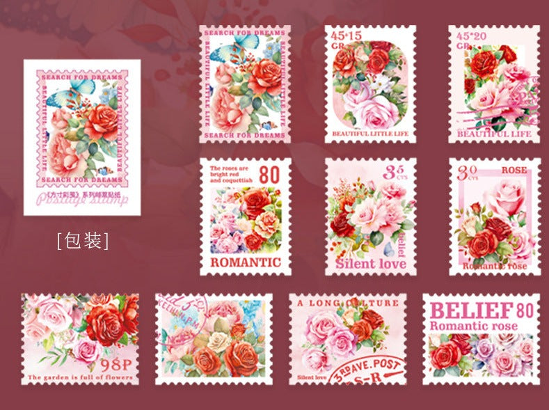 30 Pcs Stamp Style PET Plastic Stickers Shell Laser // 10 Different Pattern * 3 Pcs // Coffee, Rose, Cat, Whale, Butterfly, Moon Pattern