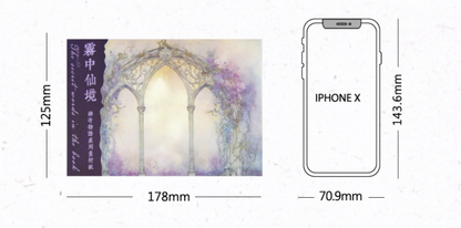 40 Sheets Lightweight Paper Pack Size 17.8cm*12.5cm // 8 Different Patterns * 5 Sheets // Bookshelf, Forest, Mushroom, Bottle, Maple Tree