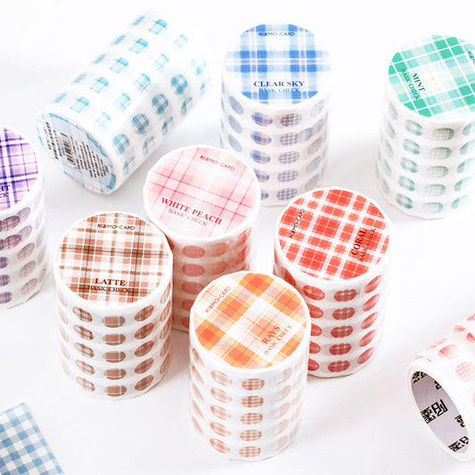 Single Roll Dots Washi Stickers 3 Meters Per Roll // Colourful Round Sticker Diameter 0.8cm Grid Gingham