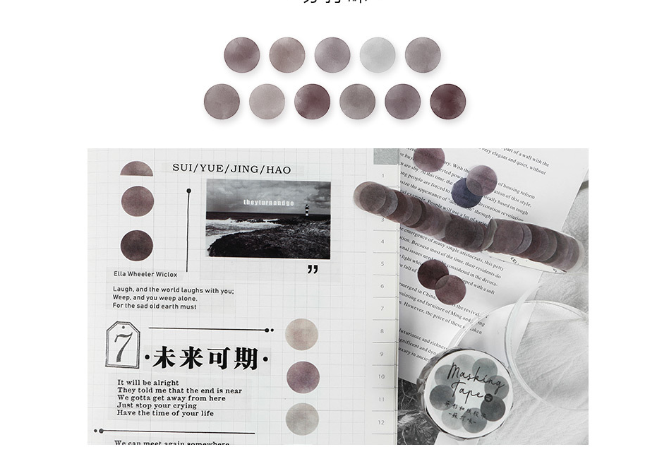 100 Pcs Dot Washi Stickers Single Roll // Colourful Round Sticker Diameter 1.4cm Bullet Journal Functional Point Washi Stickers Theme 1