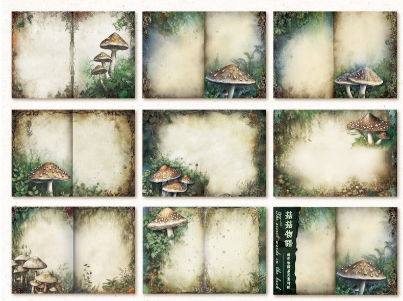40 Sheets Lightweight Paper Pack Size 17.8cm*12.5cm // 8 Different Patterns * 5 Sheets // Bookshelf, Forest, Mushroom, Bottle, Maple Tree