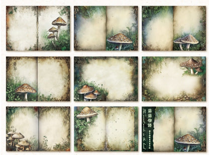 40 Sheets Lightweight Paper Pack Size 17.8cm*12.5cm // 8 Different Patterns * 5 Sheets // Bookshelf, Forest, Mushroom, Bottle, Maple Tree