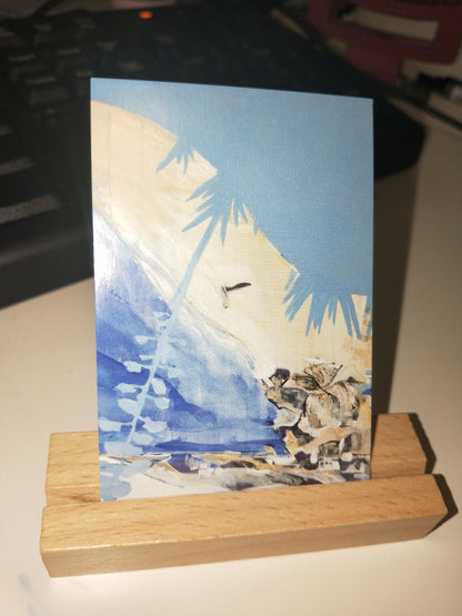 Wooden Sign Holders Card Stand With Oil Painting Pattern Card * 5 // Desk Decorations