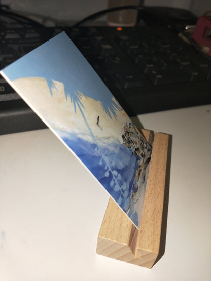 Wooden Sign Holders Card Stand With Oil Painting Pattern Card * 5 // Desk Decorations