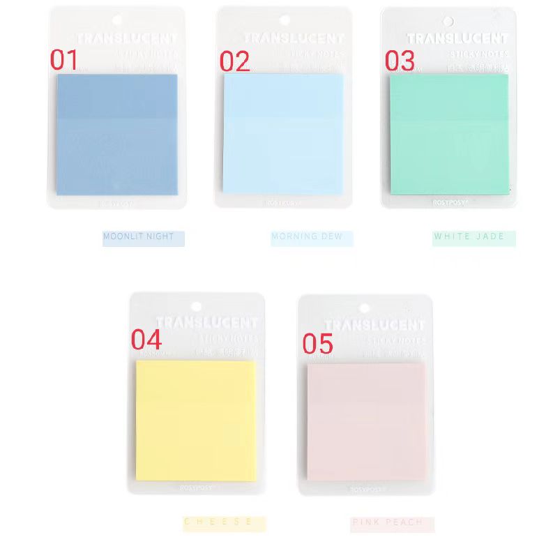 Coloured Transparent Sticky Notes 5cm*5cm 50 Sheets // Small Size Sticky Notes for Office & School Study Supplies