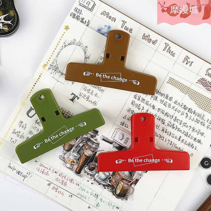 Magnet Journal Clips Be The Change! // Size 10cm * 6.5cm Big Plastic Fridge Decoration Multi-functions Clips