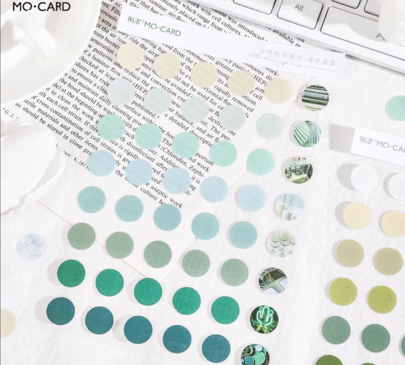 2 Sheets Round Stickers Pack // Coated Paper + Textured Paper Sticker Sheet // Bullet Journal Planner Diameter 1.5cm Round Seal Stickers