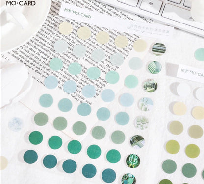 2 Sheets Round Stickers Pack // Coated Paper + Textured Paper Sticker Sheet // Bullet Journal Planner Diameter 1.5cm Round Seal Stickers