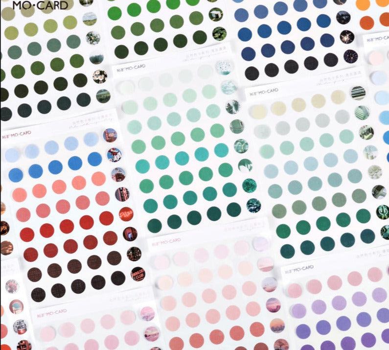 2 Sheets Round Stickers Pack // Coated Paper + Textured Paper Sticker Sheet // Bullet Journal Planner Diameter 1.5cm Round Seal Stickers