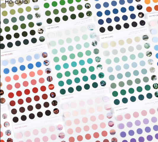 2 Sheets Round Stickers Pack // Coated Paper + Textured Paper Sticker Sheet // Bullet Journal Planner Diameter 1.5cm Round Seal Stickers