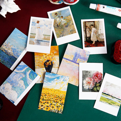 Wooden Sign Holders Card Stand With Oil Painting Pattern Card * 5 // Desk Decorations