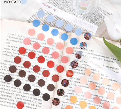 2 Sheets Round Stickers Pack // Coated Paper + Textured Paper Sticker Sheet // Bullet Journal Planner Diameter 1.5cm Round Seal Stickers
