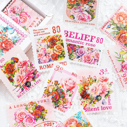 30 Pcs Stamp Style PET Plastic Stickers Shell Laser // 10 Different Pattern * 3 Pcs // Coffee, Rose, Cat, Whale, Butterfly, Moon Pattern