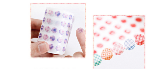 Single Roll Dots Washi Stickers 3 Meters Per Roll // Colourful Round Sticker Diameter 0.8cm Grid Gingham