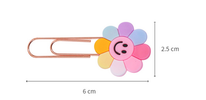 Single Paper Clip Smiling Flower & Daisy Pattern Size 2.5cm * 5.4cm-6cm // Office and School Colourful Flower Paper Clips