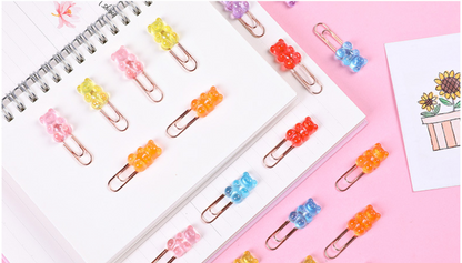 Small Plastic Bear Candy Shape Paper Clips // Yellow, Red, Blue, Orange, Purple, Pink Colour Paper Clip Pack