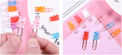 Small Plastic Bear Candy Shape Paper Clips // Yellow, Red, Blue, Orange, Purple, Pink Colour Paper Clip Pack