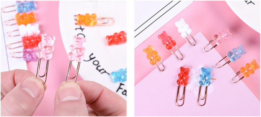 Small Plastic Bear Candy Shape Paper Clips // Yellow, Red, Blue, Orange, Purple, Pink Colour Paper Clip Pack