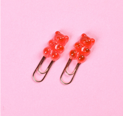 Small Plastic Bear Candy Shape Paper Clips // Yellow, Red, Blue, Orange, Purple, Pink Colour Paper Clip Pack