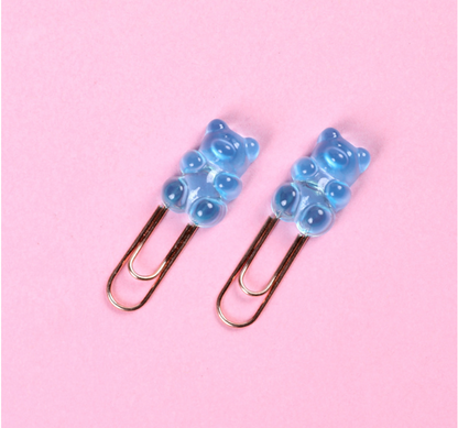 Small Plastic Bear Candy Shape Paper Clips // Yellow, Red, Blue, Orange, Purple, Pink Colour Paper Clip Pack